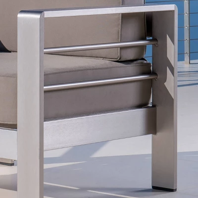 Cape Coral 2pk Aluminum Patio Club Chair - Khaki - Christopher Knight Home 5 Cape Coral 2pk Aluminum Patio Club Chair - Khaki - Christopher Knight Home - Image 3