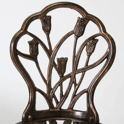 Nassau 3pc Cast Aluminum Patio Bistro Set - Brown - Christopher Knight Home 6 Nassau 3pc Cast Aluminum Patio Bistro Set - Brown - Christopher Knight Home - Image 4