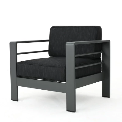 Cape Coral 3pc Aluminum Chat Set - Gray/Dark Gray - Christopher Knight Home 5 Cape Coral 3pc Aluminum Chat Set - Gray/Dark Gray - Christopher Knight Home - Image 3