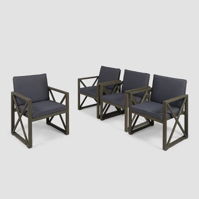 Andora 4pk Acacia Wood Club Chairs - Gray/Dark Gray - Christopher Knight Home 3 Andora 4pk Acacia Wood Club Chairs - Gray/Dark Gray - Christopher Knight Home
