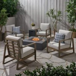 Belgian 6pc Acacia Wood Fire Conversation Set - Christopher Knight Home -Outdoor Furniture Store GUEST 6df66b73 5983 4cf3 a3dd 196512adf292