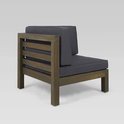 Oana 5pc Acacia Wood V-Shaped Sectional Sofa Set - Gray/Dark Gray - Christopher Knight Home 5 Oana 5pc Acacia Wood V-Shaped Sectional Sofa Set - Gray/Dark Gray - Christopher Knight Home - Image 3