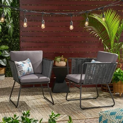 La Jolla Set Of 2 Rope Weave Modern Club Chairs - Dark Gray/Gray - Christopher Knight Home 3 La Jolla Set Of 2 Rope Weave Modern Club Chairs - Dark Gray/Gray - Christopher Knight Home