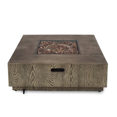 Wellington Outdoor 40000 BTU Square Fire Pit Brown - Christopher Knight Home 6 Wellington Outdoor 40000 BTU Square Fire Pit Brown - Christopher Knight Home - Image 4