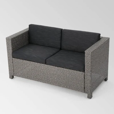 Puerta 8pc Wicker Chat Set - Black/Gray - Christopher Knight Home 3 Puerta 8pc Wicker Chat Set - Black/Gray - Christopher Knight Home