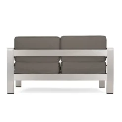 Cape Coral 5pc Aluminum And MGO Seating Set With Fire Table Khaki/Light Gray - Christopher Knight Home -Outdoor Furniture Store GUEST 72369f1a e599 4d30 93cb 877b6f8ed328