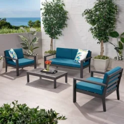 Santa Ana 4pc Gray Acacia Wood Conversation Set - Christopher Knight Home -Outdoor Furniture Store GUEST 72fc7d18 a8fa 4884 bf5d 2c2f89477c22