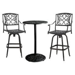 Santa Maria 3-piece Cast Aluminum Patio Bistro Bar Set - Copper - Christopher Knight Home