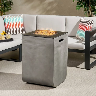 Adio Square 19.5" Light Weight Concrete Gas Fire Column Light Gray - Christopher Knight Home 8 Adio Square 19.5" Light Weight Concrete Gas Fire Column Light Gray - Christopher Knight Home - Image 6