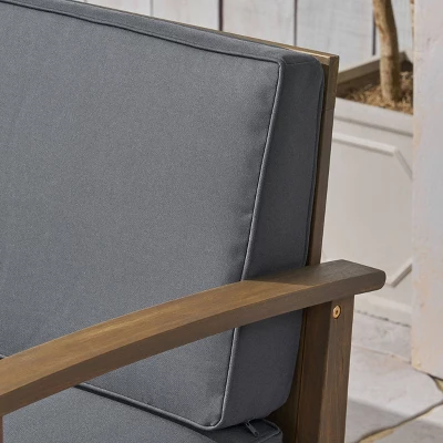 Perla 9pc Acacia Wood Sofa Conversational Set Gray/Dark Gray - Christopher Knight Home 4 Perla 9pc Acacia Wood Sofa Conversational Set Gray/Dark Gray - Christopher Knight Home - Image 2