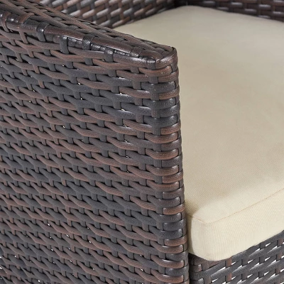 Flamingo 9pc Wood And Wicker Dining Set Dark Brown/Multibrown/Beige - Christopher Knight Home 5 Flamingo 9pc Wood And Wicker Dining Set Dark Brown/Multibrown/Beige - Christopher Knight Home - Image 3