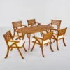 Hermosa 7pc Acacia Wood Oval Dining Set - Teak/Cream - Christopher Knight Home -Outdoor Furniture Store GUEST 7583e471 606c 4236 8e9f 28ca2784613f