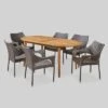 Fayette 7pc Acacia Wood And Wicker Dining Set - Brown - Christopher Knight Home -Outdoor Furniture Store GUEST 7599187e fbe3 454d 9e1b a120ae2e5169