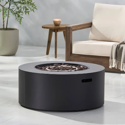 Wellington Outdoor 40000 BTU Circular Fire Pit Dark Gray - Christopher Knight Home 5 Wellington Outdoor 40000 BTU Circular Fire Pit Dark Gray - Christopher Knight Home - Image 3