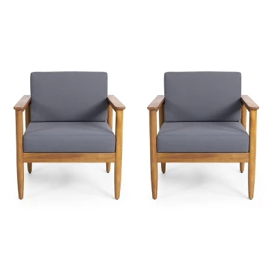 Magnolia 2pc Patio Acacia Wood Club Chairs - Teak/Dark Gray - Christopher Knight Home 3 Magnolia 2pc Patio Acacia Wood Club Chairs - Teak/Dark Gray - Christopher Knight Home