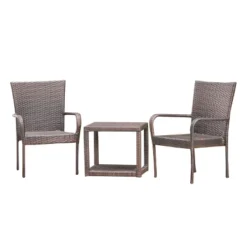 Hammond 3pc Wicker Chat Set - Multibrown - Christopher Knight Home