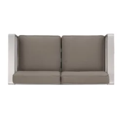 Cape Coral 5pc Outdoor 4 Seater Aluminum Chat Set With Fire Pit - Silver/Khaki - Christopher Knight Home -Outdoor Furniture Store GUEST 7929c158 bd22 4b30 a9ad 3a19f425dbfd