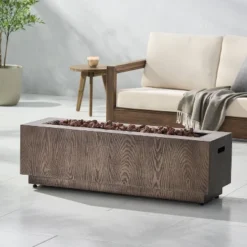Wellington Outdoor 50000 BTU Rectangular Fire Pit Wood Pattern Brown - Christopher Knight Home -Outdoor Furniture Store GUEST 796a4bfe e099 4671 8c44 856d4a07f048