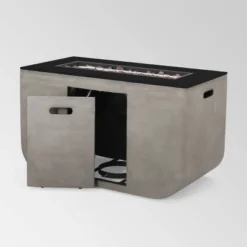 Adio Rectangular 40" Light Weight Concrete Gas Fire Pit Light Gray - Christopher Knight Home -Outdoor Furniture Store GUEST 7b6e25fc df87 4dab 816d c3fab7210a3b