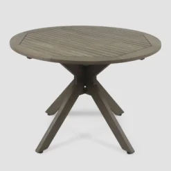 Stamford Round Acacia Wood Dining Table With X-Shaped Base Gray - Christopher Knight Home
