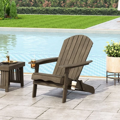 Bellwood Outdoor Acacia Wood Folding Adirondack Chairs Gray - Christopher Knight Home 4 Bellwood Outdoor Acacia Wood Folding Adirondack Chairs Gray - Christopher Knight Home - Image 2