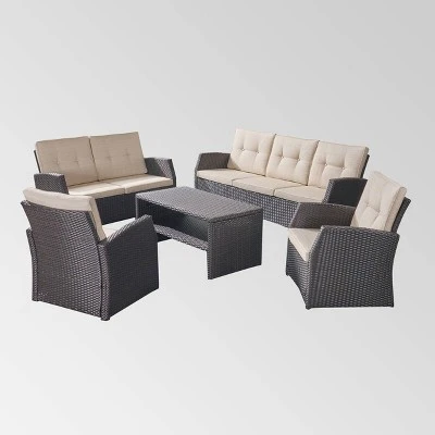 Sanger 5pc Wicker Chat Set - Dark Brown - Christopher Knight Home 3 Sanger 5pc Wicker Chat Set - Dark Brown - Christopher Knight Home