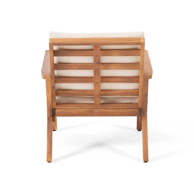 Temecula 2pk Outdoor Acacia Wood Club Chairs With Cushions - Brown Patina/Cream - Christopher Knight Home 8 Temecula 2pk Outdoor Acacia Wood Club Chairs With Cushions - Brown Patina/Cream - Christopher Knight Home - Image 6