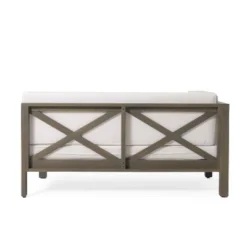 2pc Brava Outdoor Acacia Wood Left Arm Loveseat & Coffee Table With Cushion Gray/White - Christopher Knight Home -Outdoor Furniture Store GUEST 7e417e65 60ce 49fe af8c 4b9398c09b5f