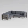 Oana 5pc Acacia Wood V-Shaped Sectional Sofa Set - Gray/Dark Gray - Christopher Knight Home -Outdoor Furniture Store GUEST 7e61aafc b47e 4625 8546 1e6b0a07bd03