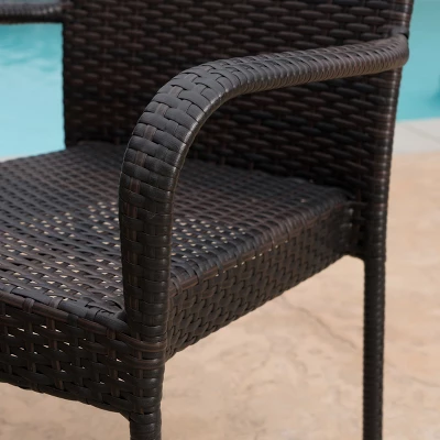 Lambert 7pc Acacia & Wicker Dining Set - Teak/Brown - Christopher Knight Home 4 Lambert 7pc Acacia & Wicker Dining Set - Teak/Brown - Christopher Knight Home - Image 2