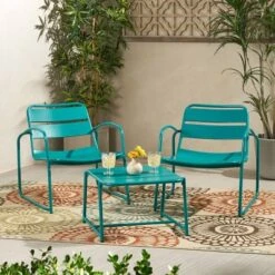 Cowan 3pc Iron Modern Chat Set - Christopher Knight Home -Outdoor Furniture Store GUEST 83365deb 3d2a 48ff 8d94 c799e46cb011