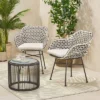 Neblett 3pc Patio Wicker Chat Set - White/Beige/Black - Christopher Knight Home -Outdoor Furniture Store GUEST 83b6ae12 ac8b 4092 abe2 0528472388f5