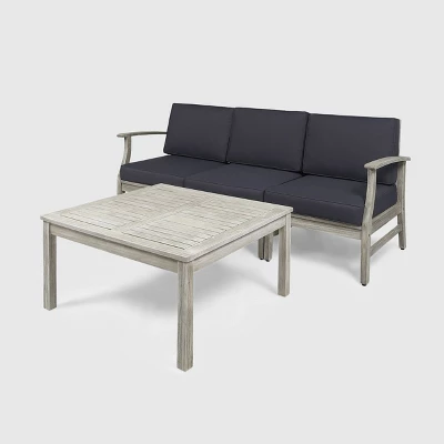 Perla 4pc Acacia Wood Sectional Sofa Light Gray/Dark Gray - Christopher Knight Home 3 Perla 4pc Acacia Wood Sectional Sofa Light Gray/Dark Gray - Christopher Knight Home