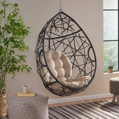 Cayuse Wicker Tear Drop Hanging Chair - Brown/Tan - Christopher Knight Home -Outdoor Furniture Store GUEST 858b0dcf 48a6 49ea 97ee 5246d615ad40
