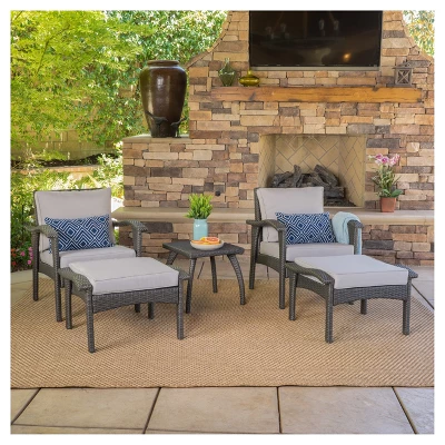 Honolulu 5pc Wicker Patio Seating Set With Cushions - Gray - Christopher Knight Home 5 Honolulu 5pc Wicker Patio Seating Set With Cushions - Gray - Christopher Knight Home - Image 3