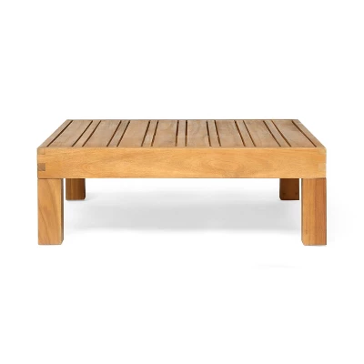 2pc Brava Outdoor Acacia Wood Right Arm Loveseat & Coffee Table With Cushion Teak/Beige - Christopher Knight Home 8 2pc Brava Outdoor Acacia Wood Right Arm Loveseat & Coffee Table With Cushion Teak/Beige - Christopher Knight Home - Image 6
