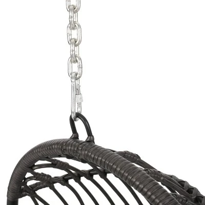 Richards Outdoor/Indoor Wicker Hanging Chair With 8 Foot Chain (No Stand) - Gray/Dark Gray - Christopher Knight Home 4 Richards Outdoor/Indoor Wicker Hanging Chair With 8 Foot Chain (No Stand) - Gray/Dark Gray - Christopher Knight Home - Image 2