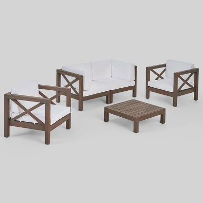 Brava 5pc Acacia Wood Patio Conversation Set - Christopher Knight Home 3 Brava 5pc Acacia Wood Patio Conversation Set - Christopher Knight Home