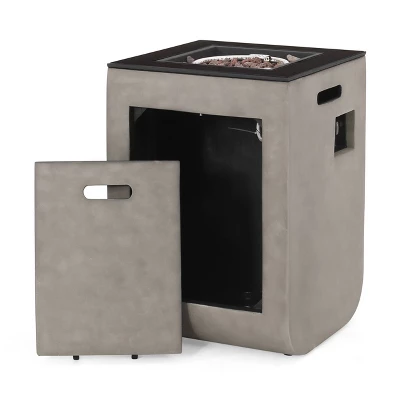 Adio Square 19.5" Light Weight Concrete Gas Fire Column Light Gray - Christopher Knight Home 5 Adio Square 19.5" Light Weight Concrete Gas Fire Column Light Gray - Christopher Knight Home - Image 3