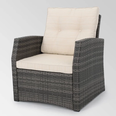 Sanger 5pc Wicker Chat Set Gray - Christopher Knight Home 4 Sanger 5pc Wicker Chat Set Gray - Christopher Knight Home - Image 2