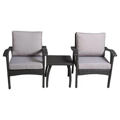 Honolulu 3pc Wicker Patio Chat Set With Cushions - Gray - Christopher Knight Home 3 Honolulu 3pc Wicker Patio Chat Set With Cushions - Gray - Christopher Knight Home