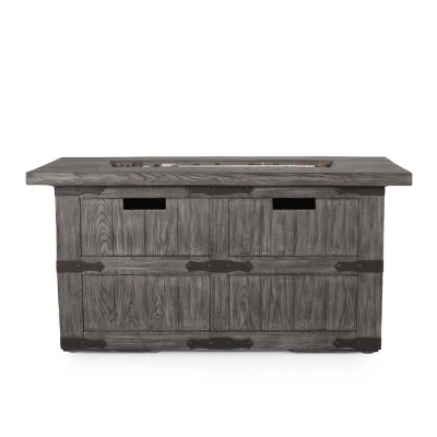 Arnton Outdoor 40000 BTU Rectangle Fire Pit Wood Gray - Christopher Knight Home 10 Arnton Outdoor 40000 BTU Rectangle Fire Pit Wood Gray - Christopher Knight Home - Image 8