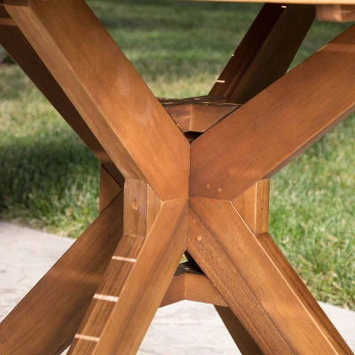 Stamford Round Acacia Wood Outdoor Patio Dining Table - Teak - Christopher Knight Home 4 Stamford Round Acacia Wood Outdoor Patio Dining Table - Teak - Christopher Knight Home - Image 2
