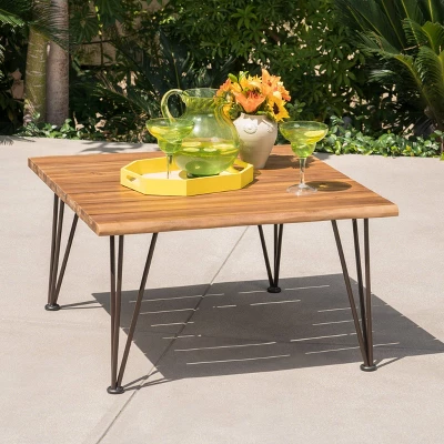 Zion Acacia Wood Square Patio Coffee Table - Teak - Christopher Knight Home 3 Zion Acacia Wood Square Patio Coffee Table - Teak - Christopher Knight Home