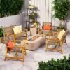 Augusta 6pc Wood & Wicker Chat Set With Fire Pit - Natural/Gray/Light Gray - Christopher Knight Home -Outdoor Furniture Store GUEST 91eaf32c ca4c 4584 ac86 ee47da85fb20