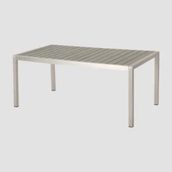 Cape Coral Rectangular Aluminum And Faux Wood Dining Table - Gray - Christopher Knight Home