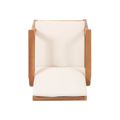 Temecula 2pk Outdoor Acacia Wood Club Chairs With Cushions - Brown Patina/Cream - Christopher Knight Home 7 Temecula 2pk Outdoor Acacia Wood Club Chairs With Cushions - Brown Patina/Cream - Christopher Knight Home - Image 5