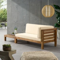 2pk Oana Outdoor Acacia Wood Right Arm Loveseat & Coffee Table Set With Cushions Teak/Beige - Christopher Knight Home -Outdoor Furniture Store GUEST 97915f3a f073 4fe9 b692 f2dfe76245d3