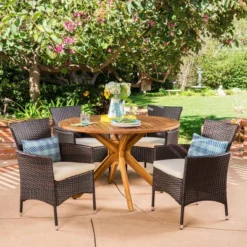 Cedros 5pc Acacia Wood And Wicker Dining Set - Christopher Knight Home 15 Cedros 5pc Acacia Wood And Wicker Dining Set - Christopher Knight Home -Outdoor Furniture Store GUEST 9878b2ca 954c 451e a967 2059a7dcb973