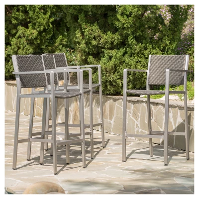 Cape Coral 4pk All-Weather Wicker/Metal Patio Barstools - Gray - Christopher Knight Home 3 Cape Coral 4pk All-Weather Wicker/Metal Patio Barstools - Gray - Christopher Knight Home